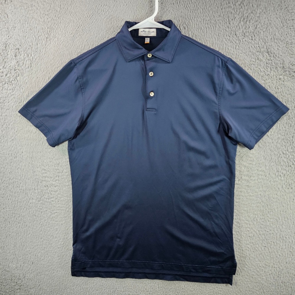 Peter Millar Summer Comfort Polo Shirt Mens Small Navy Blue Short Sleeve Golf